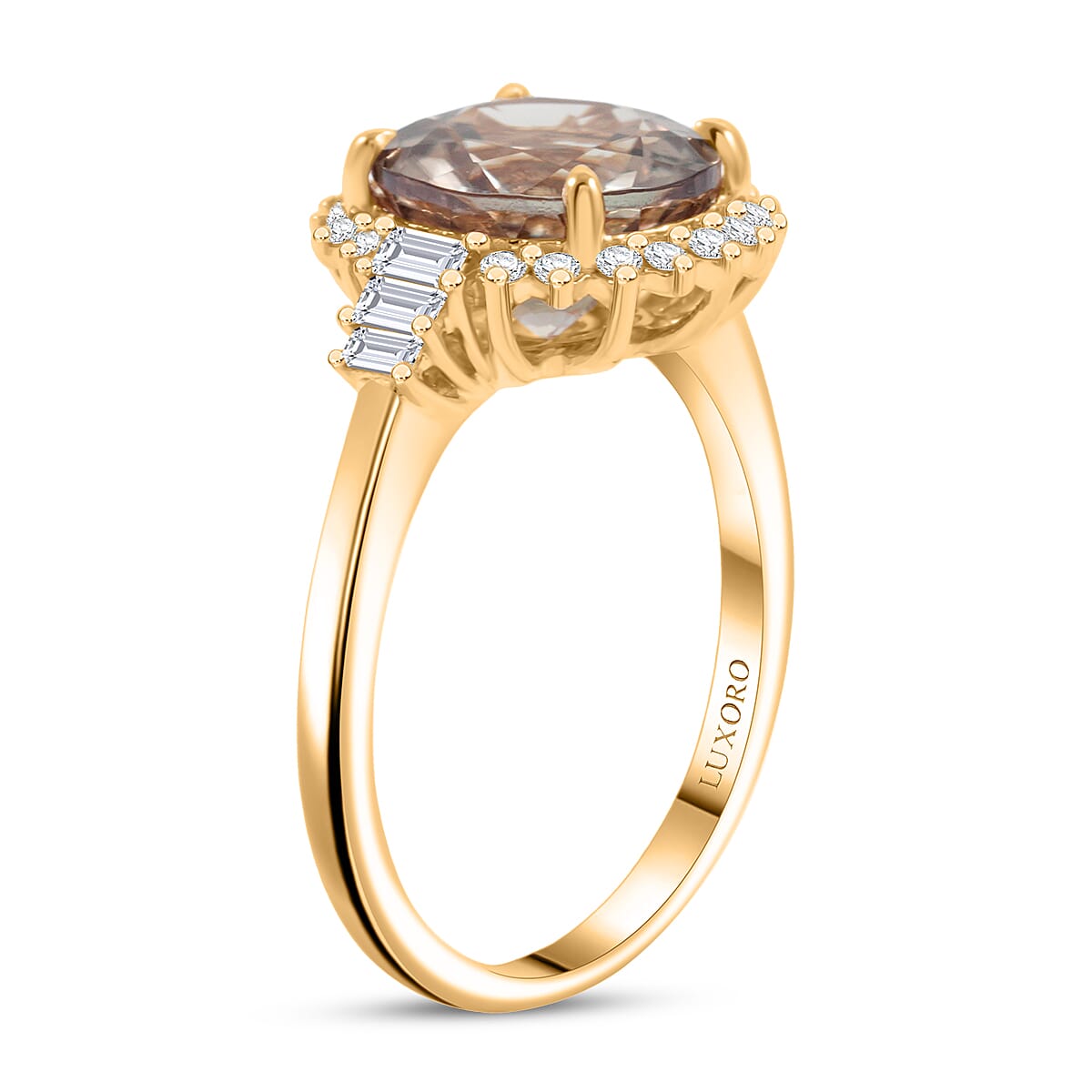 Luxoro AAA Turkizite and G-H I2 Diamond 3.60 ctw Ring in 10K Yellow Gold (Size 7.0) image number 3