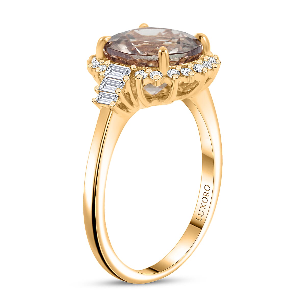 Luxoro AAA Turkizite and G-H I2 Diamond 3.60 ctw Ring in 10K Yellow Gold (Size 9.0) image number 3