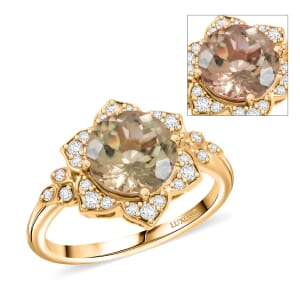 Luxoro AAA Turkizite and G-H I2 Diamond 3.50 ctw Ring in 10K Yellow Gold (Size 10.0)