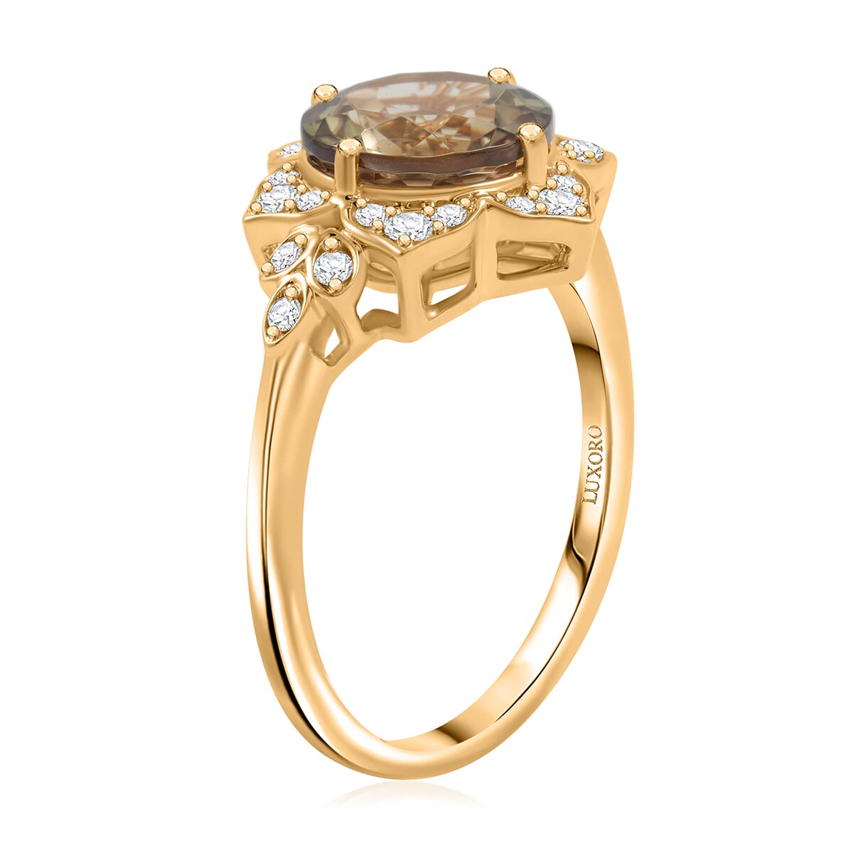 Luxoro AAA Turkizite and G-H I2 Diamond 3.50 ctw Ring in 10K Yellow Gold (Size 10.0) image number 3
