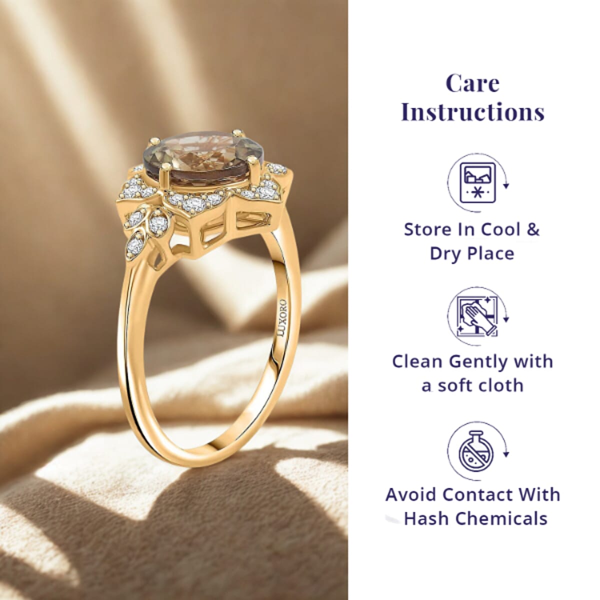 Luxoro AAA Turkizite and G-H I2 Diamond 3.50 ctw Ring in 10K Yellow Gold (Size 10.0) image number 4