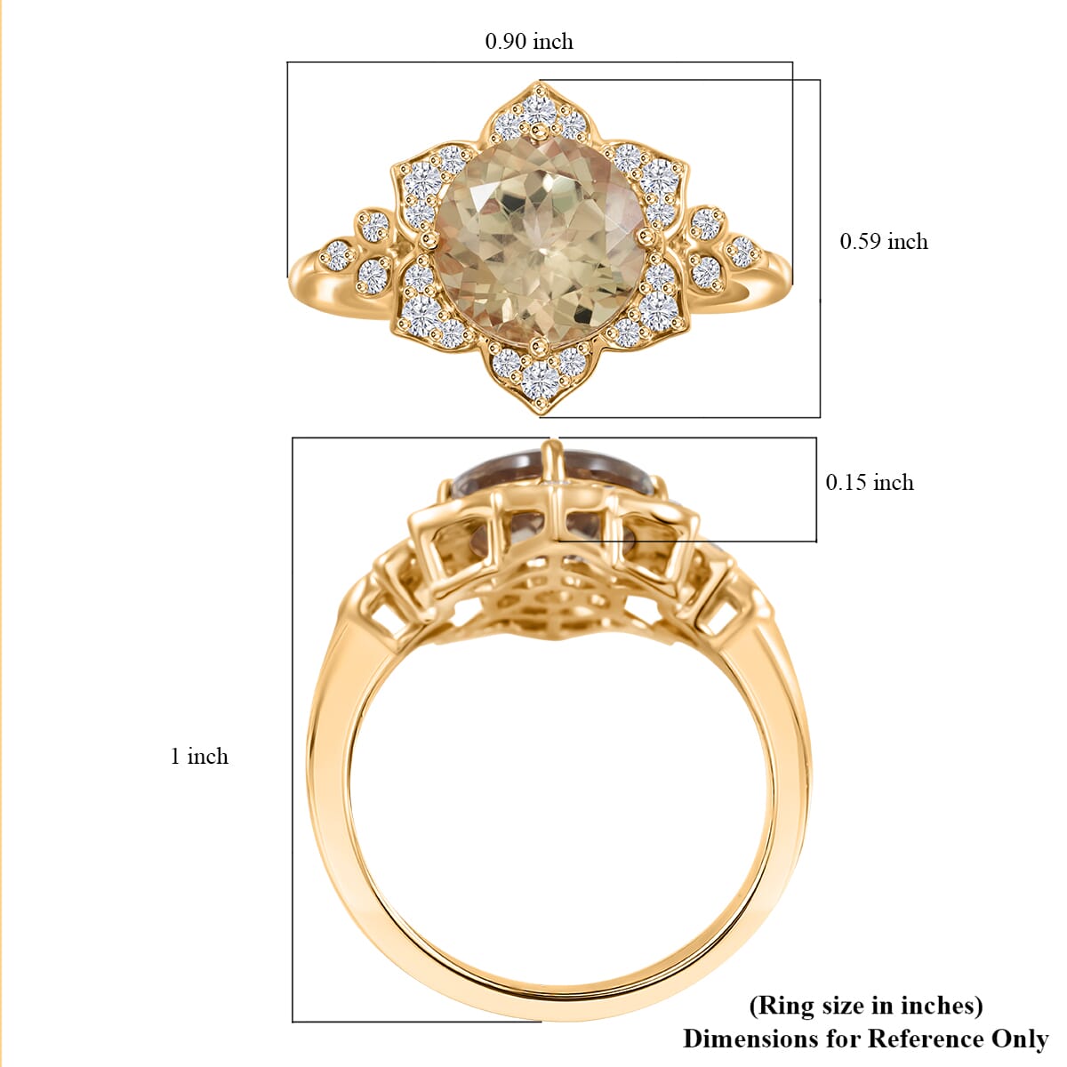Luxoro AAA Turkizite and G-H I2 Diamond 3.50 ctw Ring in 10K Yellow Gold (Size 10.0) image number 4