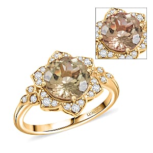 Luxoro AAA Turkizite and G-H I2 Diamond 3.50 ctw Ring in 10K Yellow Gold (Size 10.5)