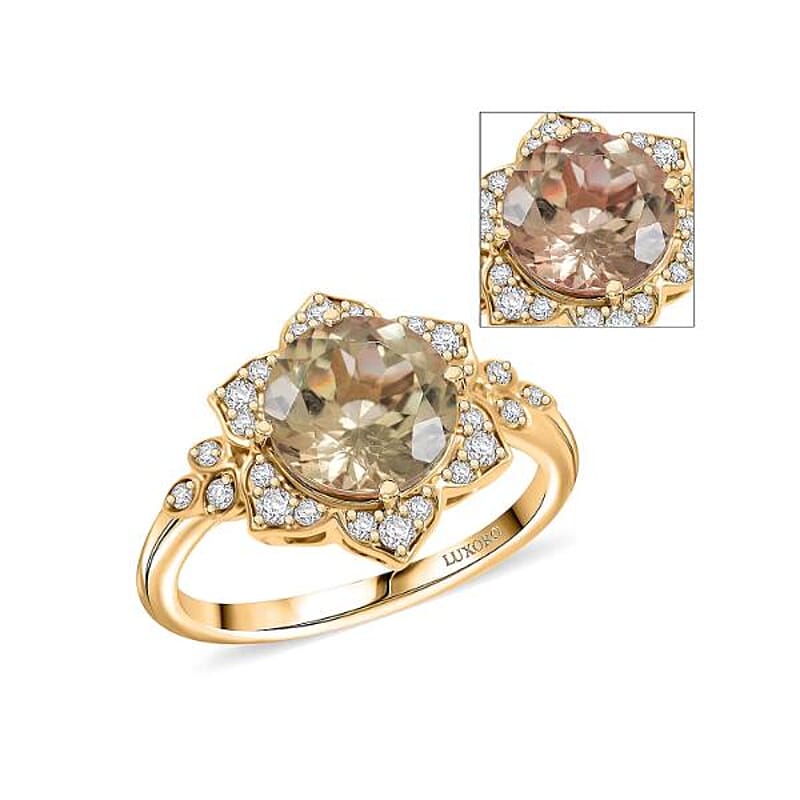 Luxoro AAA Turkizite and G-H I2 Diamond 3.50 ctw Ring in 10K Yellow Gold (Size 11.0)