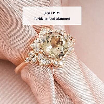 Luxoro AAA Turkizite and G-H I2 Diamond 3.50 ctw Ring in 10K Yellow Gold (Size 11.0)