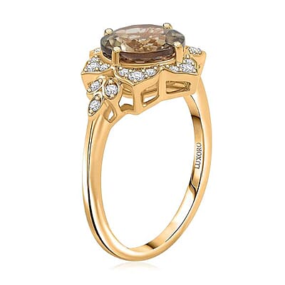 Luxoro AAA Turkizite and G-H I2 Diamond 3.50 ctw Ring in 10K Yellow Gold (Size 11.0)