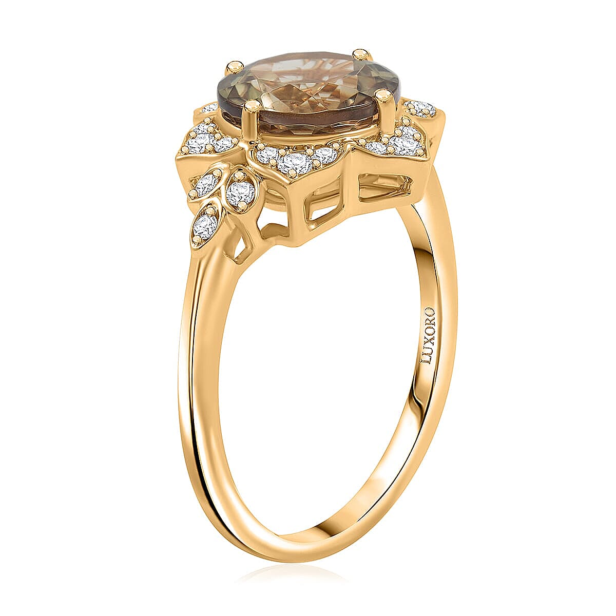 Luxoro AAA Turkizite and G-H I2 Diamond 3.50 ctw Ring in 10K Yellow Gold (Size 5.0) image number 3