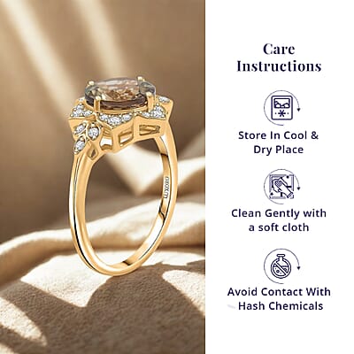 Luxoro AAA Turkizite and G-H I2 Diamond 3.50 ctw Ring in 10K Yellow Gold (Size 5.0)
