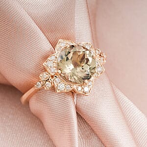 Luxoro AAA Turkizite and G-H I2 Diamond 3.50 ctw Ring in 10K Yellow Gold (Size 5.5)