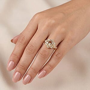 Luxoro AAA Turkizite and G-H I2 Diamond 3.50 ctw Ring in 10K Yellow Gold (Size 6.0)