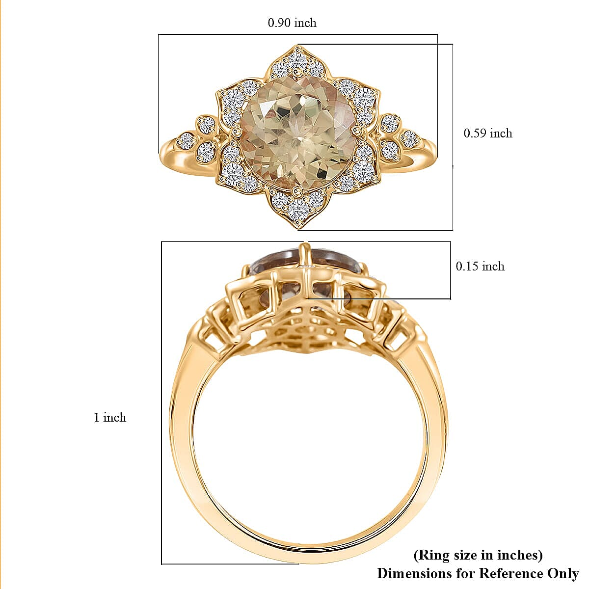Luxoro AAA Turkizite and G-H I2 Diamond 3.50 ctw Ring in 10K Yellow Gold (Size 6.5) image number 5