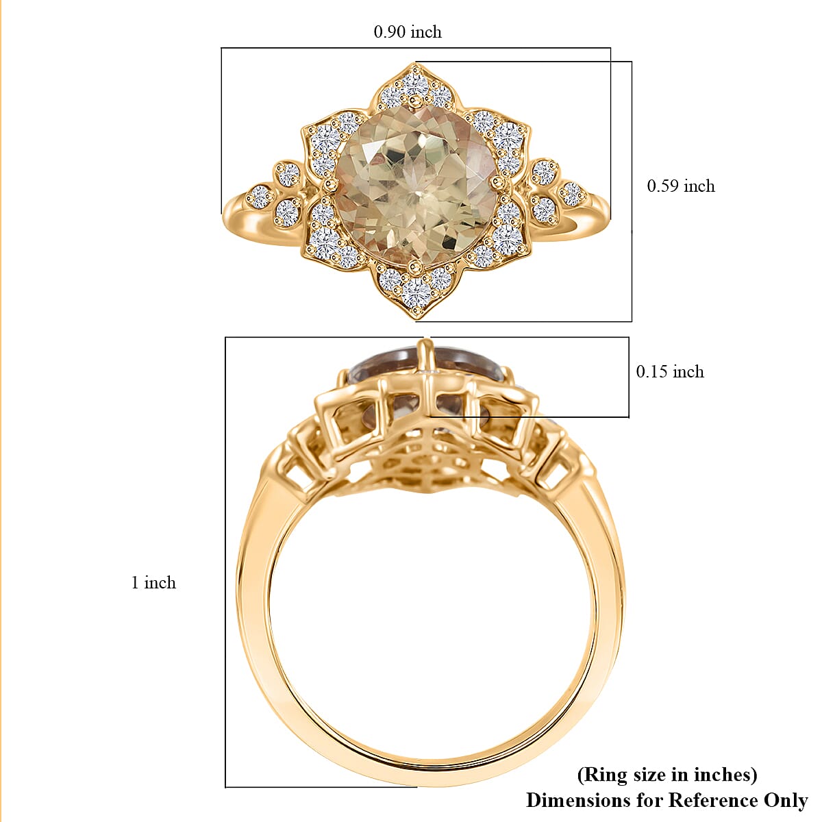 Luxoro AAA Turkizite and G-H I2 Diamond 3.50 ctw Ring in 10K Yellow Gold (Size 7.0) image number 4