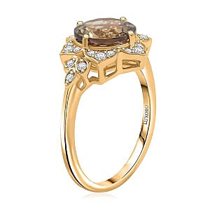 Luxoro AAA Turkizite and G-H I2 Diamond 3.50 ctw Ring in 10K Yellow Gold (Size 9.0)