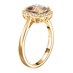 Luxoro AAA Asscher Cut Turkizite and Diamond G-H I2 3.45 ctw Ring in 10K Yellow Gold (Size 10.0)
