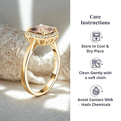 Luxoro 10K Yellow Gold AAA Asscher Cut Turkizite, Diamond (G-H, I2) (0.27 cts) Ring (Size 11.0) 3.45 ctw