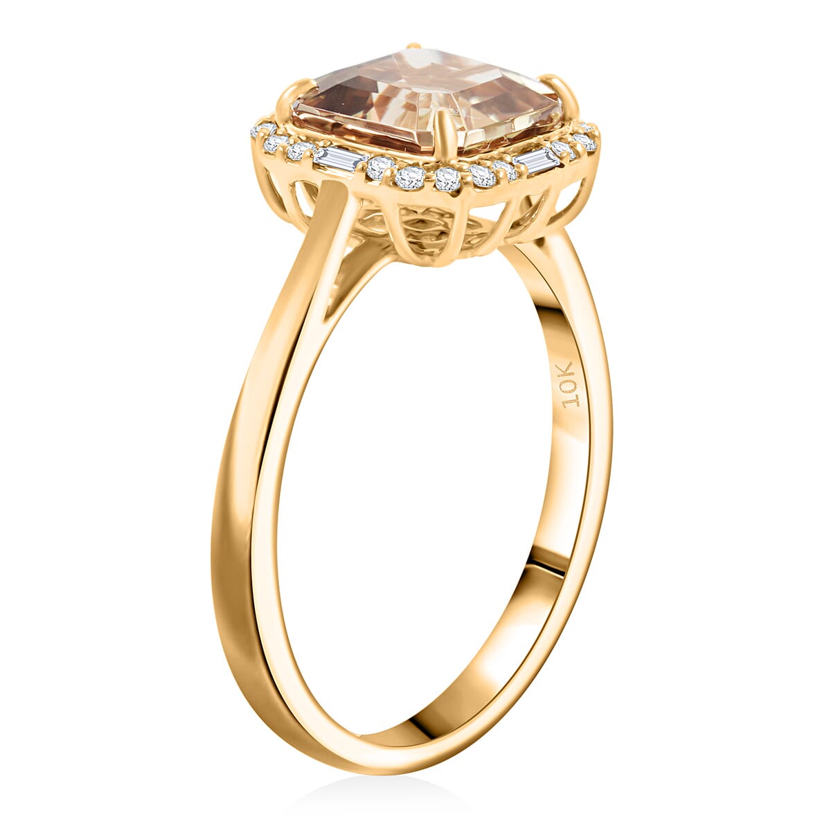 Luxoro AAA Asscher Cut Turkizite and Diamond G-H I2 3.45 ctw Ring in 10K Yellow Gold (Size 6.0) image number 3