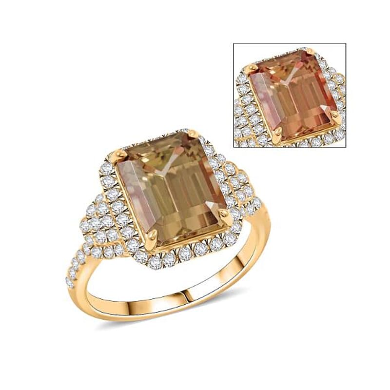 Luxoro AAA Turkizite and G-H I2 Diamond 4.50 ctw Ring in 10K Yellow Gold (Size 10.0)