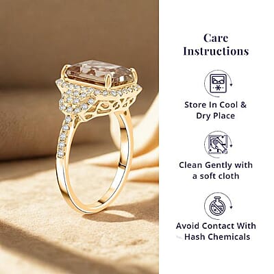 Luxoro AAA Turkizite and G-H I2 Diamond 4.50 ctw Ring in 10K Yellow Gold (Size 10.0)