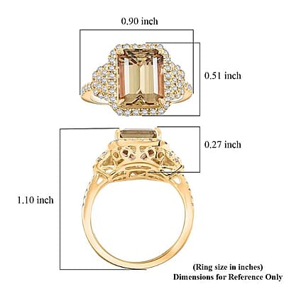 Luxoro AAA Turkizite and G-H I2 Diamond 4.50 ctw Ring in 10K Yellow Gold (Size 10.0)