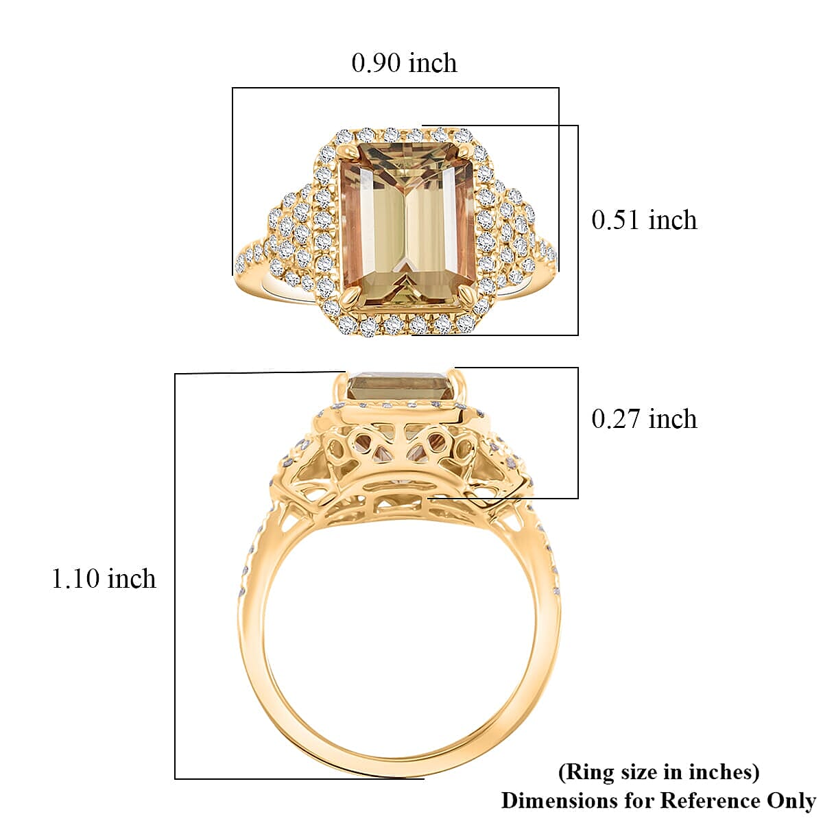 Luxoro 10K Yellow Gold AAA Turkizite, Diamond (G-H, I2) (0.51 cts) Ring (Size 10.5) 4.50 ctw image number 5