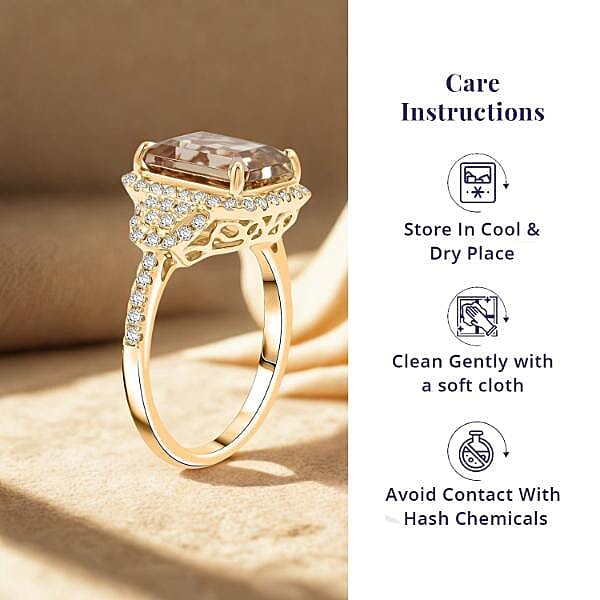 Luxoro AAA Turkizite and G-H I2 Diamond 4.50 ctw Ring in 10K Yellow Gold (Size 6.0)