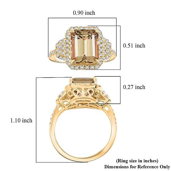 Luxoro AAA Turkizite and G-H I2 Diamond 4.50 ctw Ring in 10K Yellow Gold (Size 6.0)