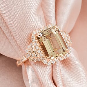 Luxoro AAA Turkizite and G-H I2 Diamond 4.50 ctw Ring in 10K Yellow Gold (Size 8.0)