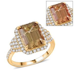 Luxoro AAA Turkizite and G-H I2 Diamond 4.50 ctw Ring in 10K Yellow Gold (Size 9.0)