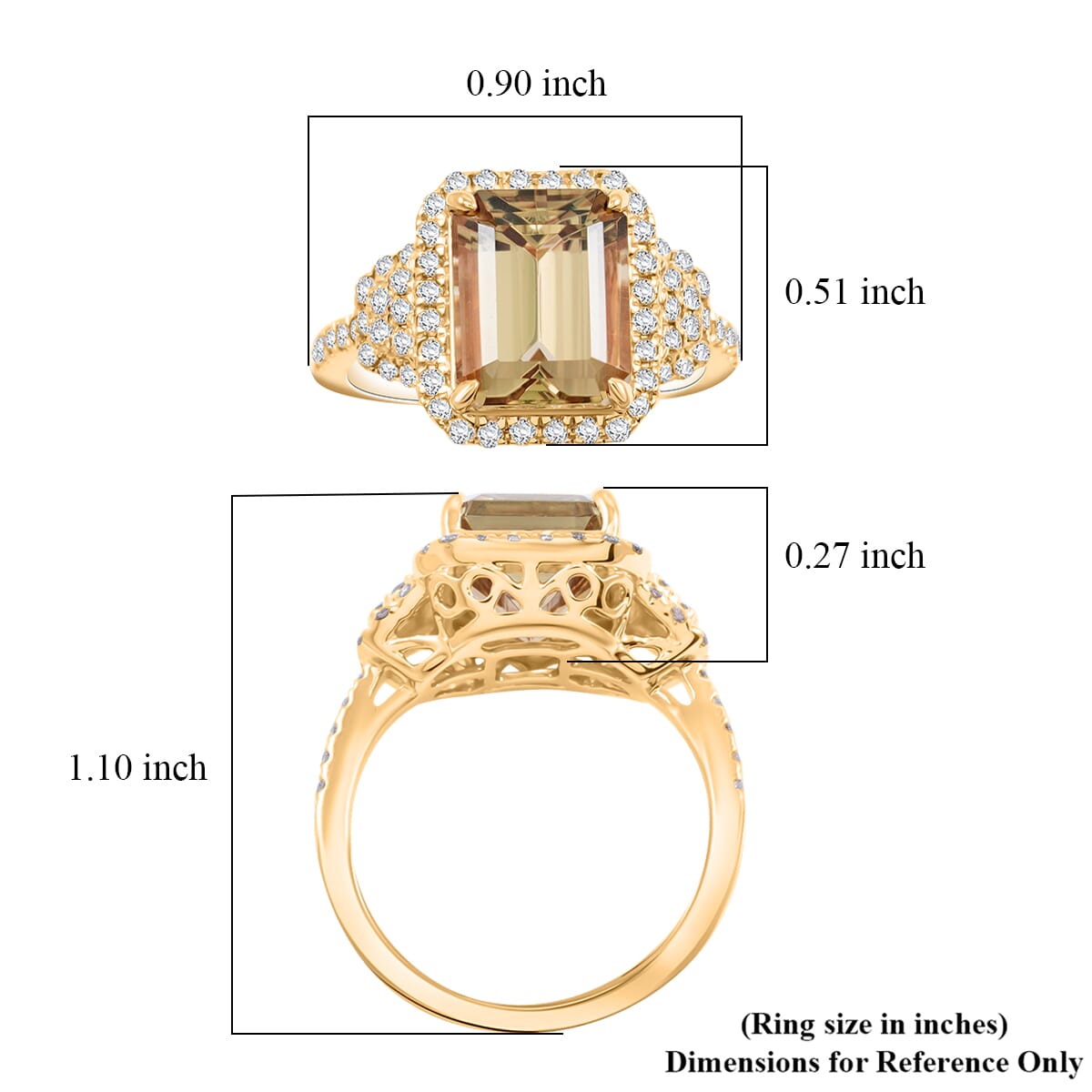 Luxoro AAA Turkizite and G-H I2 Diamond 4.50 ctw Ring in 10K Yellow Gold (Size 9.0) image number 5