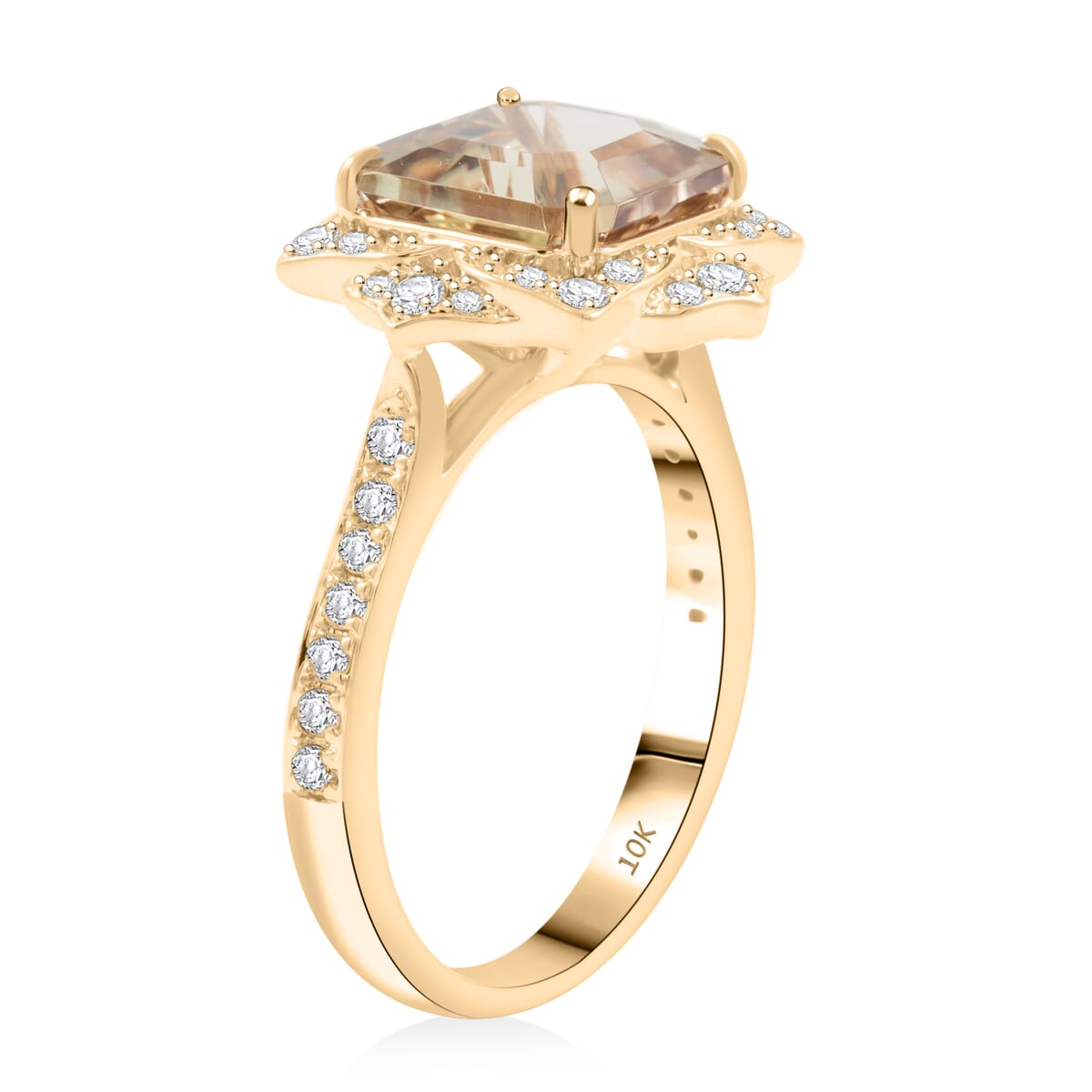 Luxoro AAA Turkizite and G-H I2 Diamond 4.70 ctw Ring in 10K Yellow Gold (Size 10.0) image number 3
