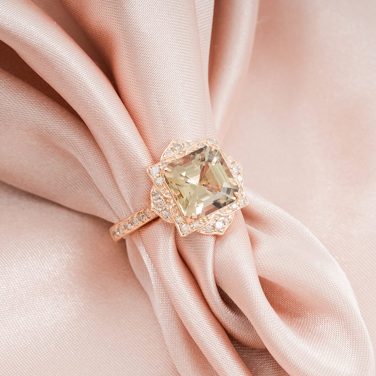 Luxoro 10K Yellow Gold AAA Turkizite, Diamond (G-H, I2) (0.45 cts) Ring (Size 5.0) 4.70 ctw image number 1