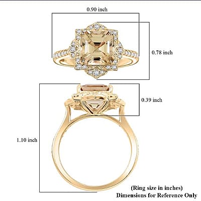 Luxoro 10K Yellow Gold AAA Turkizite, Diamond (G-H, I2) (0.45 cts) Ring (Size 5.0) 4.70 ctw
