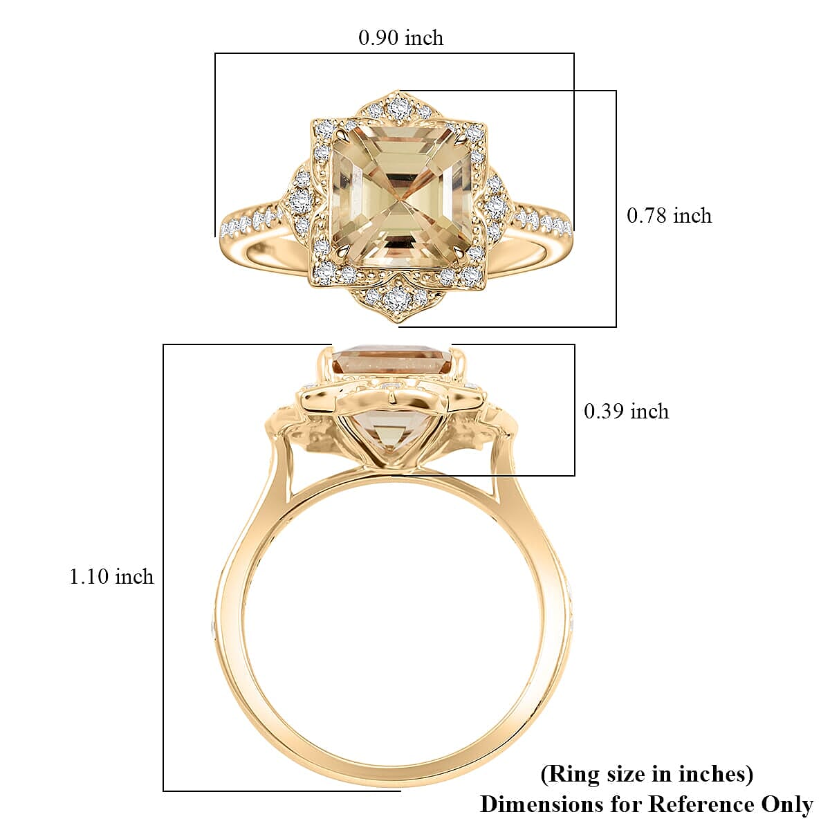 Luxoro 10K Yellow Gold AAA Turkizite, Diamond (G-H, I2) (0.45 cts) Ring (Size 7.5) 4.70 ctw image number 5