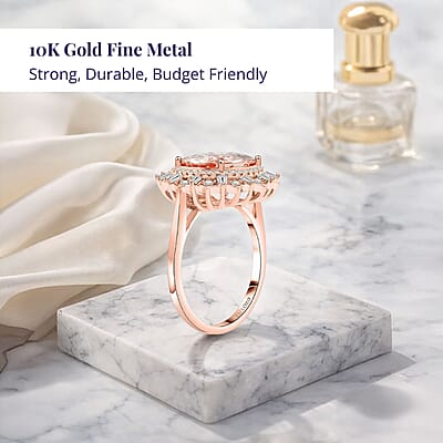 Luxoro AAA Marropino Morganite and G-H I2 Diamond 4.84 ctw Ring in 10K Rose Gold (Size 11.0) 4.33 Grams
