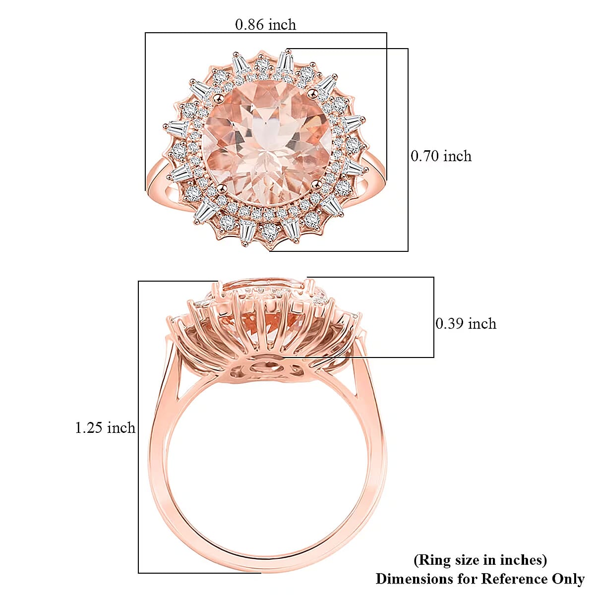 Luxoro AAA Marropino Morganite and G-H I2 Diamond 4.84 ctw Ring in 10K Rose Gold (Size 11.0) 4.33 Grams image number 5