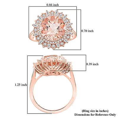 Luxoro AAA Marropino Morganite and G-H I2 Diamond 4.84 ctw Ring in 10K Rose Gold (Size 11.0) 4.33 Grams