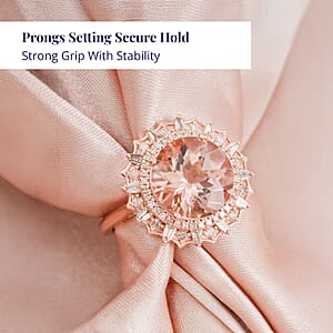 Luxoro AAA Marropino Morganite and G-H I2 Diamond 4.84 ctw Ring in 10K Rose Gold (Size 5.0) 4.33 Grams