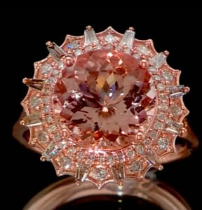Luxoro AAA Marropino Morganite and G-H I2 Diamond 4.84 ctw Ring in 10K Rose Gold (Size 6.0) 4.33 Grams