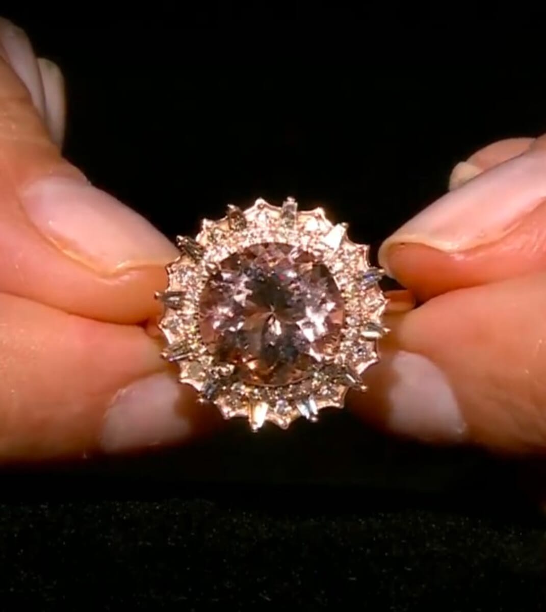 Luxoro AAA Marropino Morganite and G-H I2 Diamond 4.84 ctw Ring in 10K Rose Gold (Size 6.0) 4.33 Grams image number 3