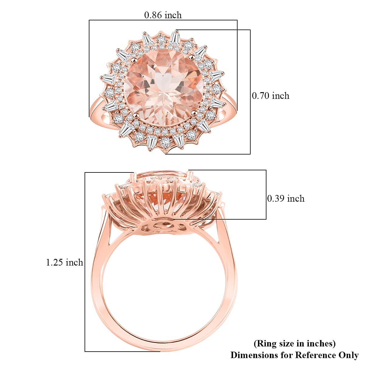 Luxoro AAA Marropino Morganite and G-H I2 Diamond 4.84 ctw Ring in 10K Rose Gold (Size 6.5) 4.33 Grams image number 5