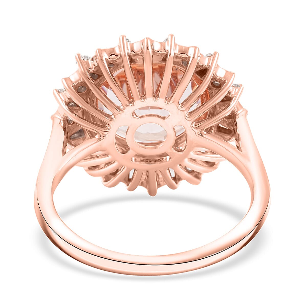 Luxoro AAA Marropino Morganite and G-H I2 Diamond 4.84 ctw Ring in 10K Rose Gold (Size 7.0) 4.33 Grams image number 4