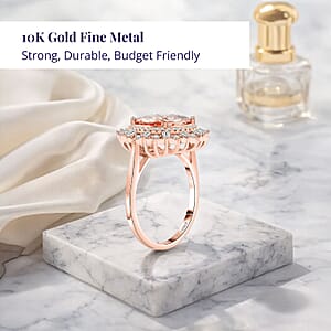 Luxoro AAA Marropino Morganite and G-H I2 Diamond 4.84 ctw Ring in 10K Rose Gold (Size 7.5) 4.33 Grams