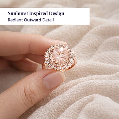 Certified & Appraised Luxoro AAA Marropino Morganite and G-H I2 Diamond 4.84 ctw Ring in 10K Rose Gold (Size 8.0) 4.33 Grams
