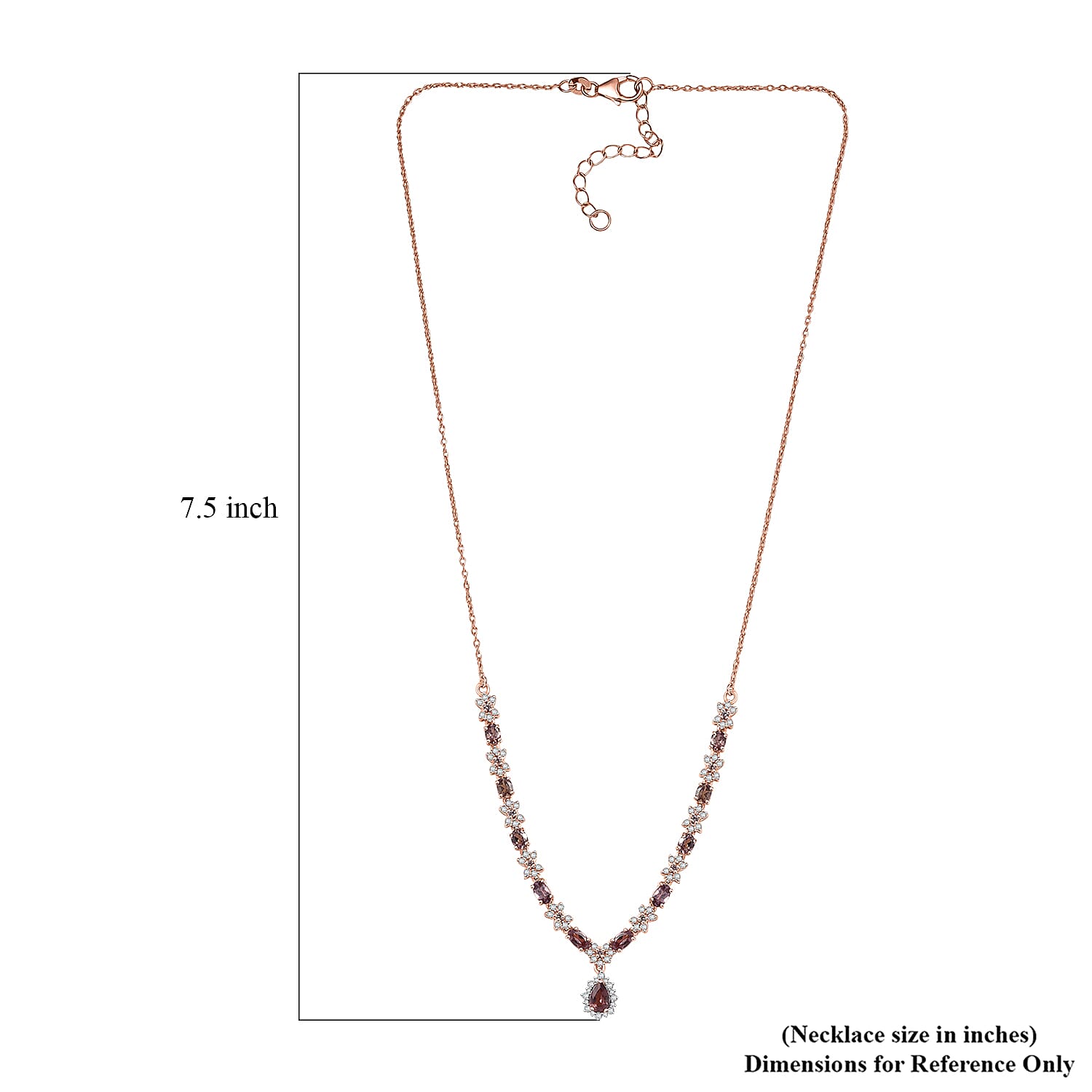 D'Joy Madagascar Color Change Garnet and White Zircon 4.25 ctw Floral Necklace 18 Inches in 18K Vermeil Rose Gold Over Sterling Silver