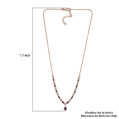 D'Joy Madagascar Color Change Garnet and White Zircon 4.25 ctw Floral Necklace 18 Inches in 18K Vermeil Rose Gold Over Sterling Silver