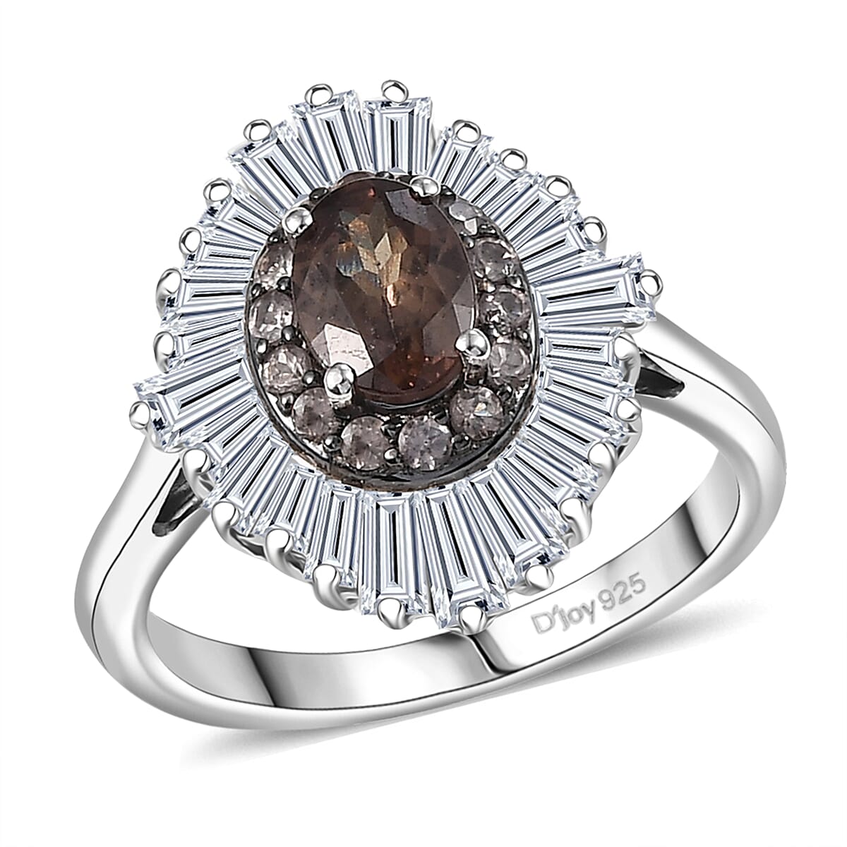 D'Joy Madagascar Color Change Garnet and Moissanite 3.35 ctw Starburst Elegance Ring in Rhodium Over Sterling Silver (Size 10.0) image number 0