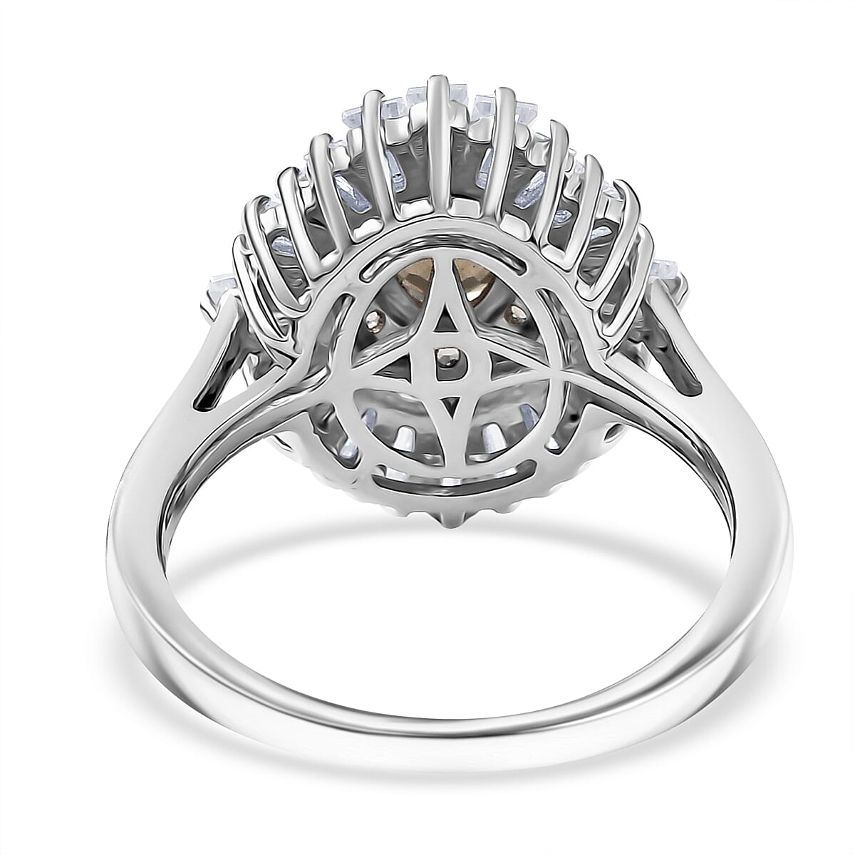 D'Joy Madagascar Color Change Garnet and Moissanite 3.35 ctw Starburst Elegance Ring in Rhodium Over Sterling Silver (Size 10.0) image number 4
