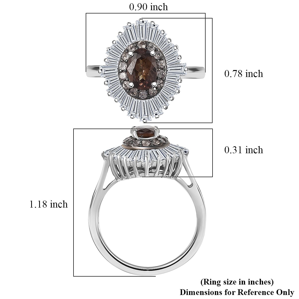 D'Joy Madagascar Color Change Garnet and Moissanite 3.35 ctw Starburst Elegance Ring in Rhodium Over Sterling Silver (Size 10.0) image number 5