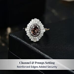 D'Joy Madagascar Color Change Garnet and Moissanite 3.35 ctw Starburst Elegance Ring in Rhodium Over Sterling Silver (Size 5.0)
