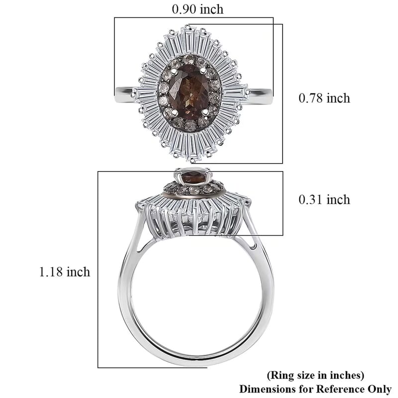 D'Joy Madagascar Color Change Garnet and Moissanite 3.35 ctw Starburst Elegance Ring in Rhodium Over Sterling Silver (Size 5.0)